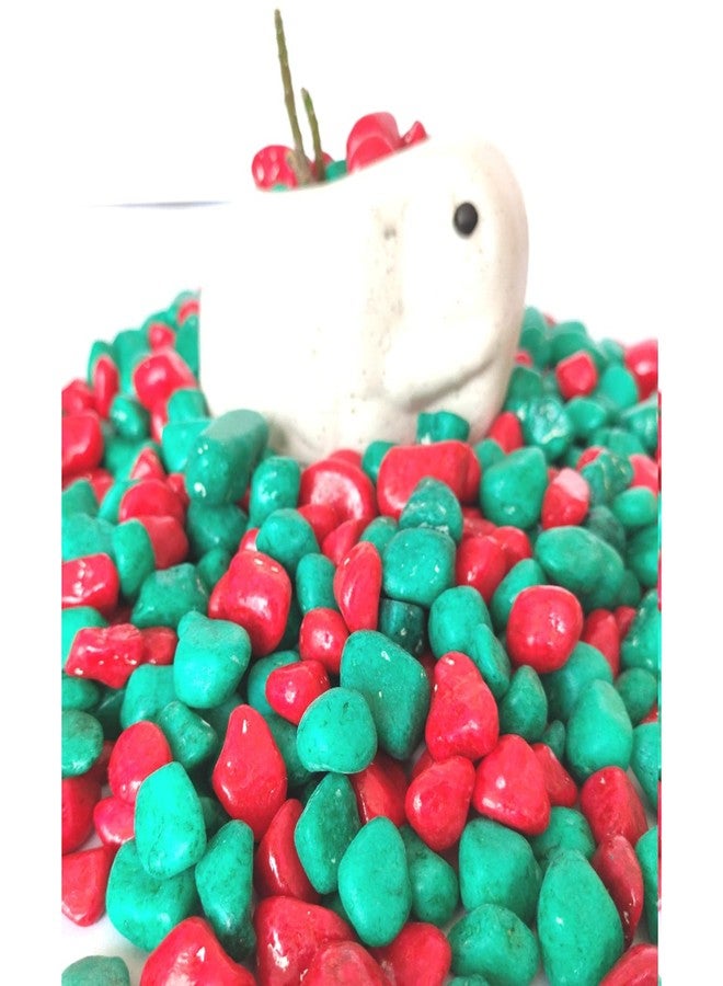 Ercole® Decorative Coloured Painted Asymmetric Marble Stone Pebbles for Vase Filler Plant Pots Aquarium Home Garden Outdoor Decoration (Red & Green, 3 Kg) - Image 4